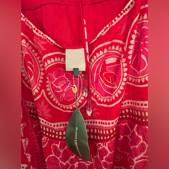 NWT Farm Rio Women Summer Sunrise Midi Dress Red Small - Picture 3 of 8